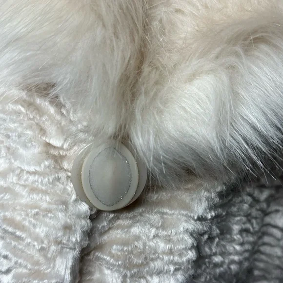 NWOT Dennis Basso Soft Faux Fur & Velvet Ivory Coat | Medium - Picture 7 of 14